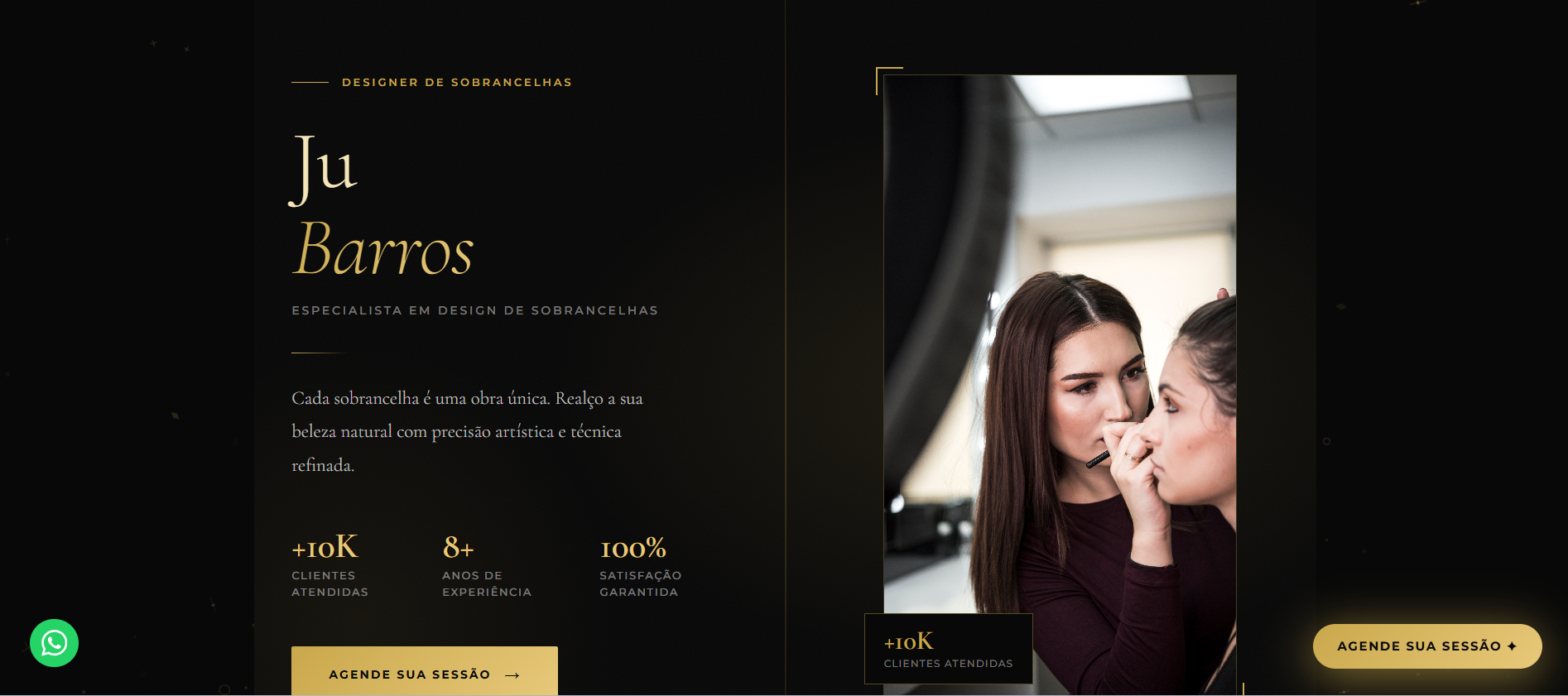 Site profissional criado pela MyWebSpace para Juliana Barros — designer de sobrancelhas